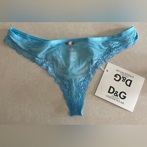 NEW DOLCE & GABBANA  Blue Lace Thong Panty
